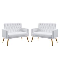 Kit 2 Poltronas Namoradeiras Decorativas Nina Com Rodapé E Botões Capi