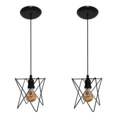 02 Luminarias Pendente Aramado Retrô - Modelo Estrela - LUSTRES AMANDI