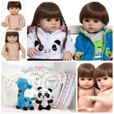 Boneca Reborn Corpo de Silicone Gêmeos Casal Sapinho Panda - Cegonha R