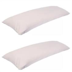 Kit 2 Travesseiro De Corpo Com Fronha 100% Algodão Fibra Siliconada Br