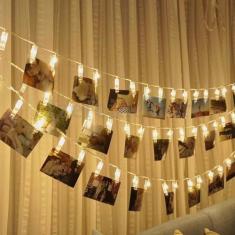 Varal Luminoso Led Cordão 2 M Pregador 10 Prendedores