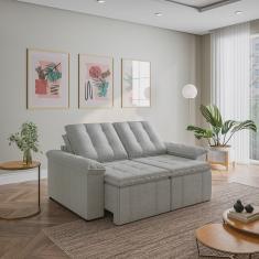 Sofá Palmeira Retrátil Reclinável sem Caixa 3 Lugares 180cm Linho com Molas Cabecasa