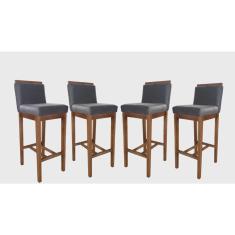 Conjunto 4 Banquetas Alta em Madeira Maciça Libéria ccs Interiores