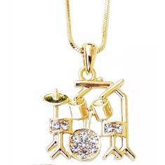 Colar Cordão Baterista Bateria Folheado 18k