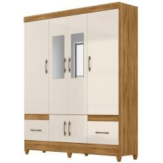 Guarda Roupa Casal Ms912 Com Espelho 6 Portas Freijó Off White Moval