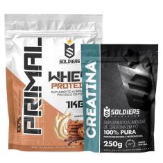 Kit: Whey Protein Primal 1Kg 100% Importado + Creatina Monohidratada 250g - Soldiers Nutrition-Unissex