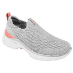 Tênis Feminino Go Walk 6 GOW Cinza Coral Skechers-Feminino