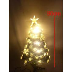 Árvore de Natal LED Fibra Ótica Cristal 90Cm Luzes Multifunc