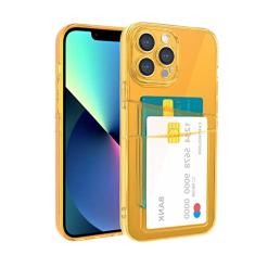 Carteira transparente de luxo com compartimento para cartão para iPhone 13 Pro Max Capa de silicone transparente para iPhone 14 12 11 6 7 8 Plus se 2020, laranja, para iphone 7 8Plus