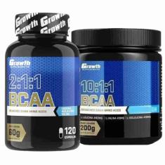 Kit Bcaa 120 Caps + Bcaa 10:1:1 Em Pó 200G Growth Supplements