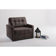 Sofá Cama Uno em Veludo 100cm Murilo Marrom