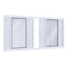Janela de Aço Veneziana 100x120cm 6 Folhas com Grade Quadrada Facilita Lucasa Branco