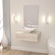 Conjunto para Banheiro Gabinete com Cuba Folha L38 600W Metrópole Compace Snow