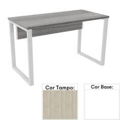 Mesa de Escritório Pé Tubular PE25 em MDP 150 x 70 cm Cor Nogueira CasaBlanca e Base Branca