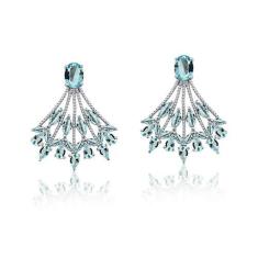 Brinco Vivid Leque Azul Semi Joia