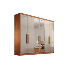 Guarda Roupa 6 Portas (2 c/ Espelho) e 8 Gavetas Rizon/Linea Cumaru/Fendi - Novo Horizonte