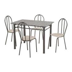 Conjunto de Mesa Monique com 4 Cadeiras Craqueado Preto Rattan - Artef