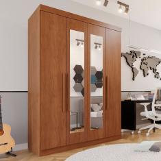 Guarda-roupa Solteiro 4 Portas 3 Gavetas Com Espelho Roma Espresso Móveis Cinamomo