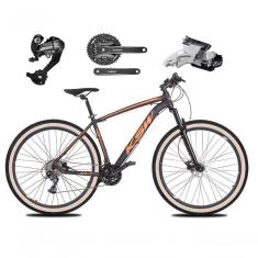 Bicicleta Aro 29 Ksw Xlt 27v Câmbios Shimano Altus Freios Hidráulicos Garfo Trava Pneu Faixa - Preto/laranja Tam.21