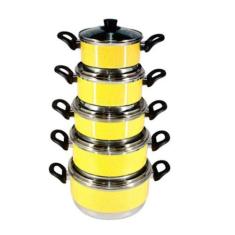 Jogo Panelas Alumínio Amarelo Tampa de Vidro 5 Peças Amarelo - CONTINE