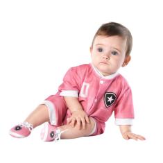 Macacão Bebê Botafogo Curto Rosa - Torcida Baby