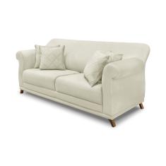 Sofá 2 Lugares Pé de Madeira Julieta 160 cm Veludo Bege S04 - D'Rossi