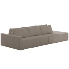 Sofá Ilha Modular Com Puff Para Sala Living 342cm Georgia K04 Bouclê Bege Escuro - Mpozenato