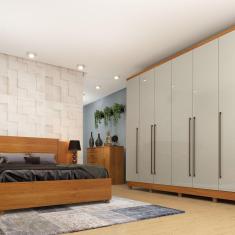 Guarda Roupa Casal com pés 6 Portas 8 Gavetas 270cm Sevilla