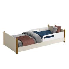 Cama Evolutiva Ravi com Pés Amadeirado e Proteção Lateral Usinada - Reller Móveis