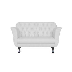 Namoradeira Decorativa Dália Couro Branco 2 Lugares Pés Madeira Mz Decor