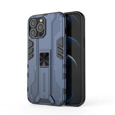 LXURY Capa para iPhone 15 Pro Max/15 Pro/15 Plus/15, capa à prova de choque de grau militar com suporte oculto, capa de proteção para câmera, azul, 15 Pro Max