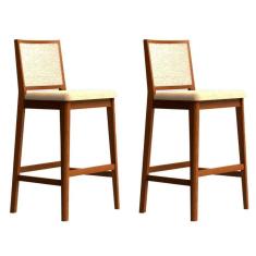 conjunto com 2 banquetas sila imbuia e bege