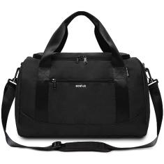 ECOHUB Bolsa de viagem pequena para itens pessoais de 40,6 cm, bolsa de viagem sob o assento, bolsa de ginástica United Airlines para mulheres e homens, Preta com alça de ombro, With shoulder strap