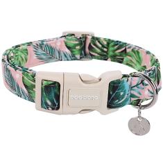 DOGWONG Coleira de algodão de verão, coleira de cachorro de folha verde resistente, durável, macia, havaiana, coleira para cães de estimação fofa, colar de filhote de cachorro para cães pequenos, médios e grandes
