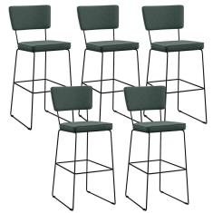 Kit 05 Banquetas Alta Linho Verde Musgo