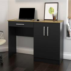 Escrivaninha Space Preto Acetinado/Nature - Patrimar Móveis