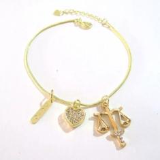 Pulseira Rabo de Rato Direito Justiça Placa Folheado. - Milena Folhead