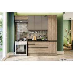 Cozinha Modulada Completa Maxxi (2 Armários + 1 Balcão + 1 Paneleiro + 1 Complemento) 5 Peças CZ245 Nogal - Kappesberg