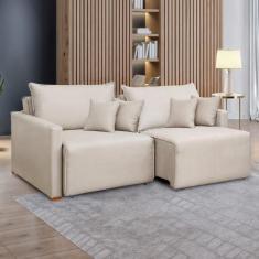 Sofá Cama Retrátil e Reclinável 200cm Júlia Linho - Celflex