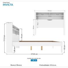 Cama Casal Invicta com Baú - pr Móveis Branco