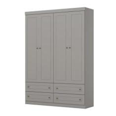 Guarda Roupa Infantil 4 Portas e 4 Gavetas Mississipi Cinza - Henn