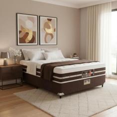 Cama Box + Colchão Castor Casal Silver Star Air One Face Hibrido 138x1