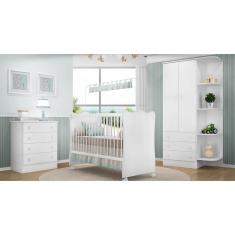Quarto de Bebê Completo Doce Sonho Lojix - Qmovi - Branco
