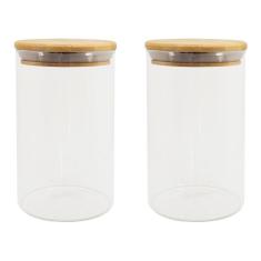 Pote hermético para alimento tampa bambu kit 2peças 1100ml