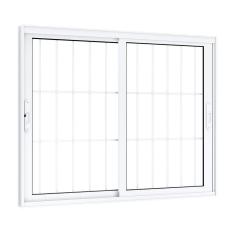 Janela de Correr Alumínio Lateral 2 Folhas com Grade Eccellente 120x150cm Lucasa Branco
