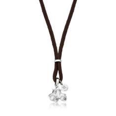 Colar Trator Infantil Prateado No Paracord Marrom