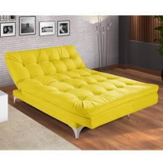 Sofá Cama 3 Lugares Versátil Império Estofados Amarelo