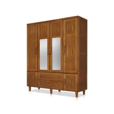 Guarda-roupa Imperatriz 4 Portas Castanho com Espelho Castanho