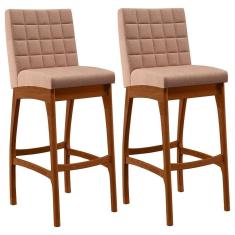 Kit 02 Banquetas Altas Mila Linho Rosê