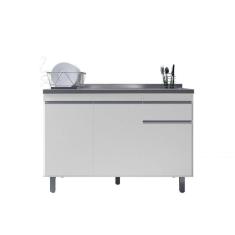 Balcão Gabinete De Pia Sem Tampo 120cm 3 Portas Pop - Nathan Móveis Cor Branco